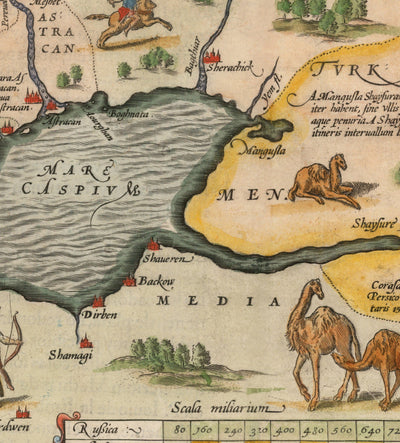 Alte Karte von Russland und Tartaren, 1584 von Ortelius - Seltene Karte von Moskau, Sibirien, Kasachstan, Turkmenistan, Usbekistan 