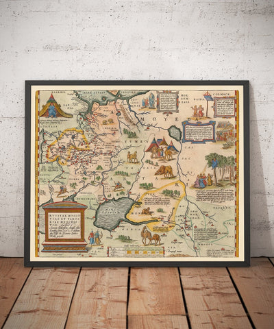 Alte Karte von Russland und Tartaren, 1584 von Ortelius - Seltene Karte von Moskau, Sibirien, Kasachstan, Turkmenistan, Usbekistan 