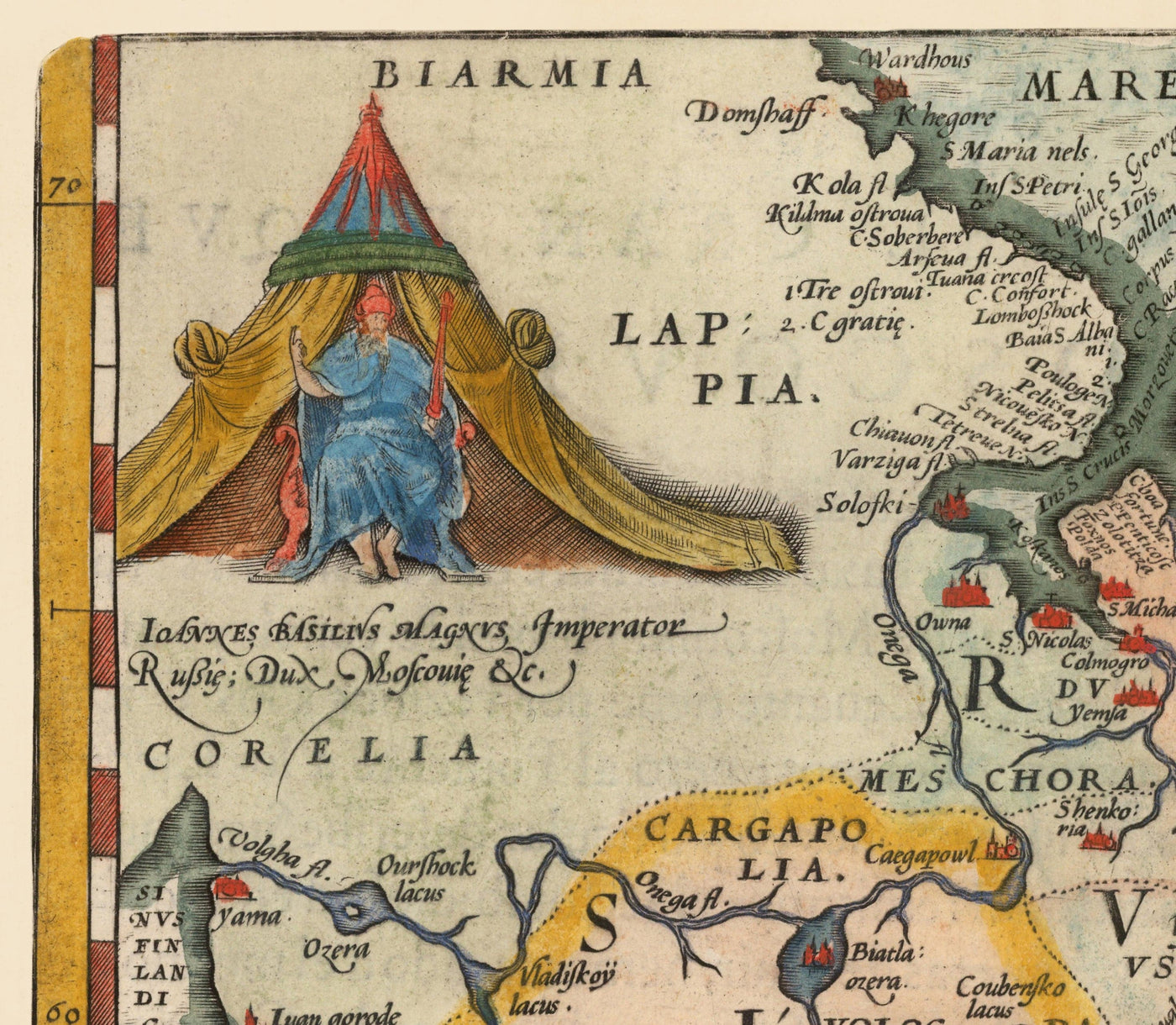 Alte Karte von Russland und Tartaren, 1584 von Ortelius - Seltene Karte von Moskau, Sibirien, Kasachstan, Turkmenistan, Usbekistan 