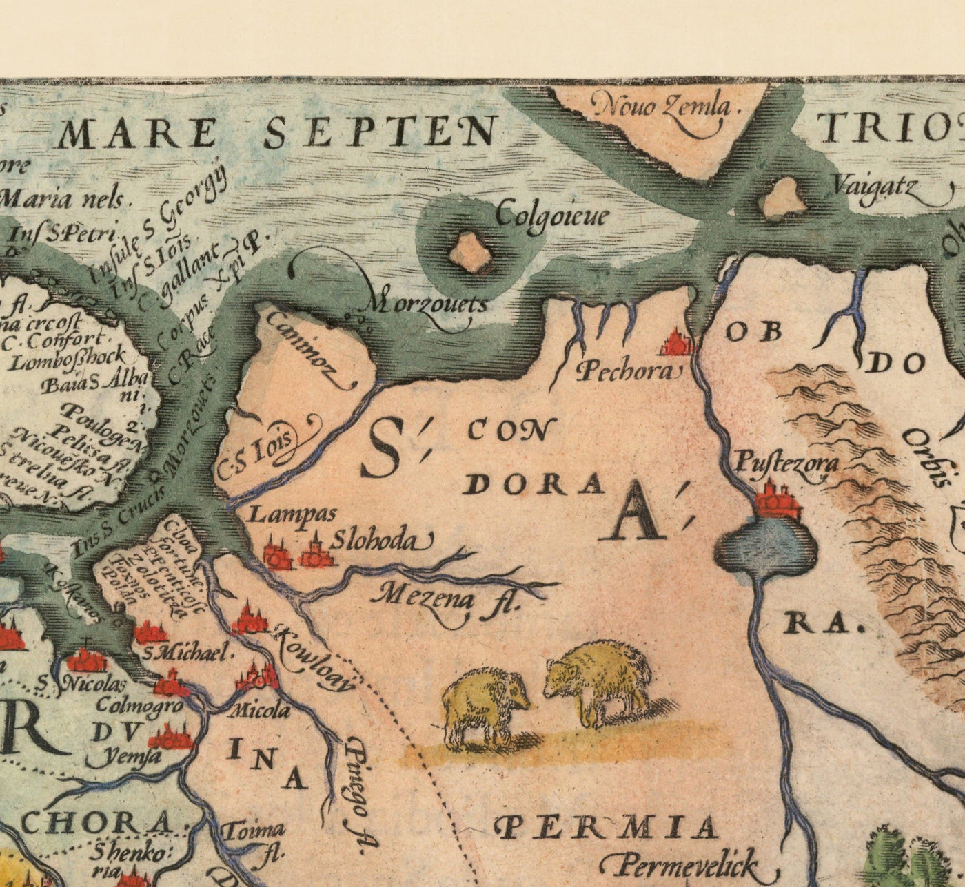 Alte Karte von Russland und Tartaren, 1584 von Ortelius - Seltene Karte von Moskau, Sibirien, Kasachstan, Turkmenistan, Usbekistan 
