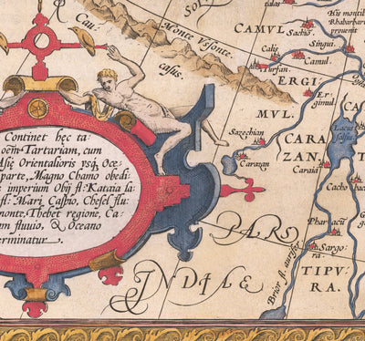 Alte Karte von Tartaren (Russland, Sibirien, China) im Jahr 1584 von Ortelius - Seltene Karte von Zentralasien, Amerika, Japan 