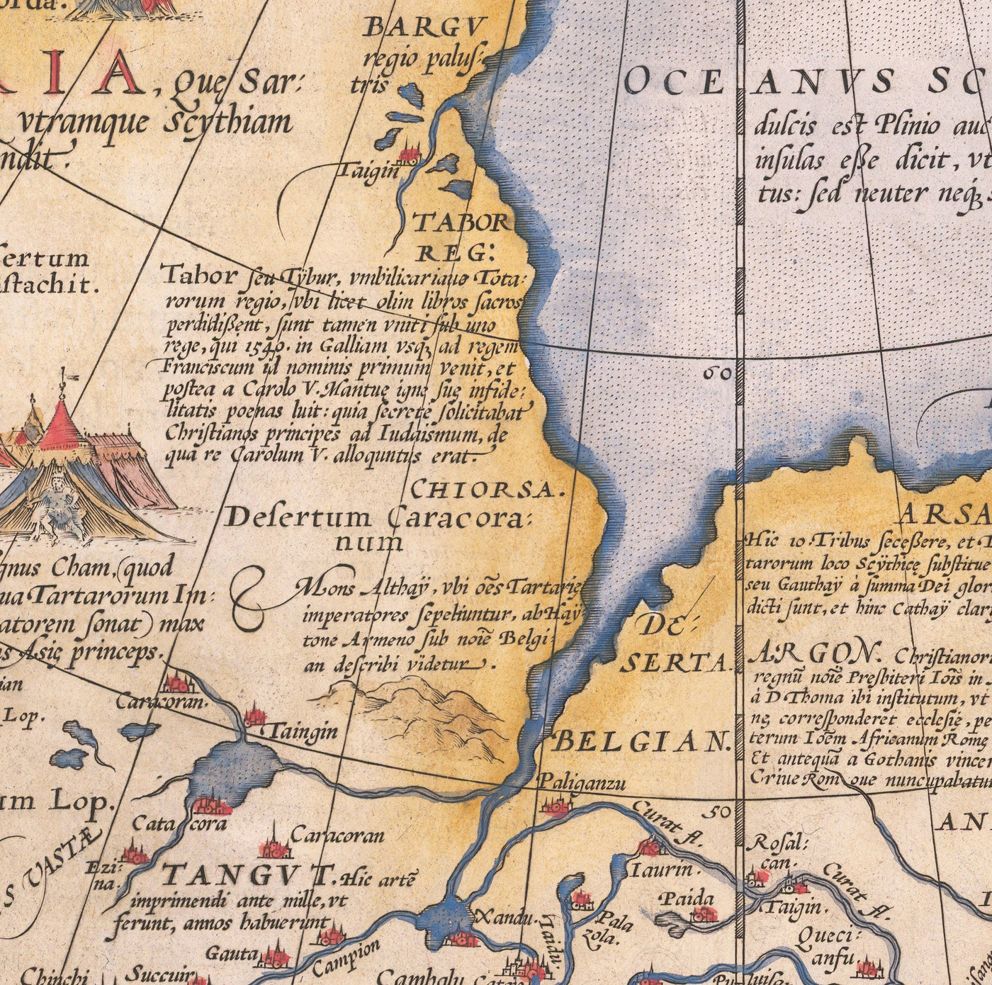 Alte Karte von Tartaren (Russland, Sibirien, China) im Jahr 1584 von Ortelius - Seltene Karte von Zentralasien, Amerika, Japan 