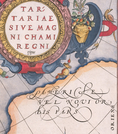 Alte Karte von Tartaren (Russland, Sibirien, China) im Jahr 1584 von Ortelius - Seltene Karte von Zentralasien, Amerika, Japan 
