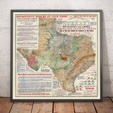 Rare Old Geological Map of Texas, 1921 - Eastland County Oil Boom Investment Chart