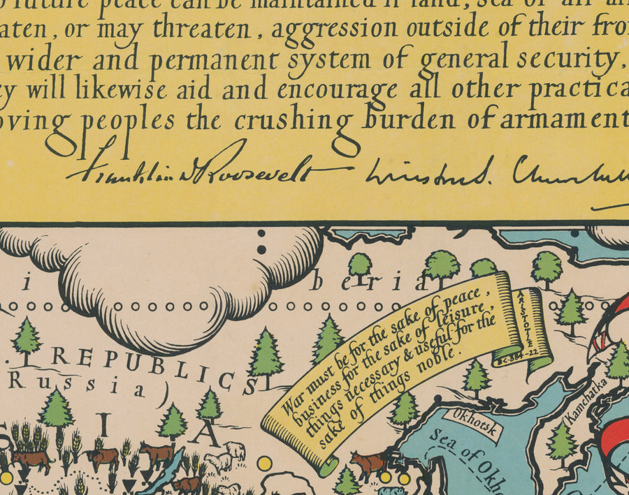 The Atlantic Charter by Max Gill, 1942 - World War 2 United Nations Wall Chart