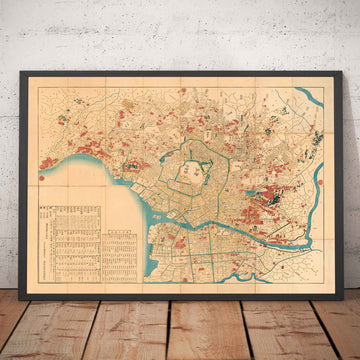 Alte Karte von Tokio im Jahr 1860 von Mohe Subaraya - Yokohama, Kawasaki, Chiba, Minato, Shinjuku 