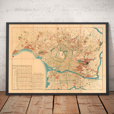 Old Map of Tokyo in 1860 by Mohe Subaraya - Yokohama, Kawasaki, Chiba, Minato, Shinjuku