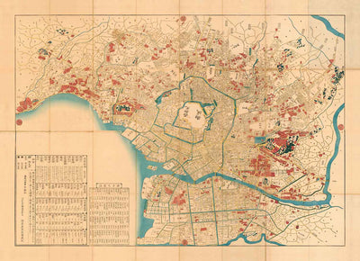 Old Map of Tokyo in 1860 by Mohe Subaraya - Yokohama, Kawasaki, Chiba, Minato, Shinjuku