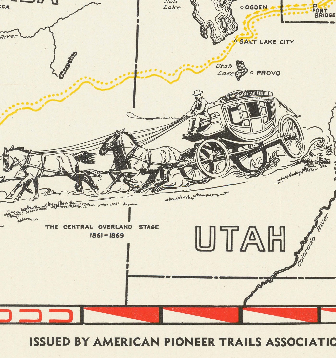 Alte Karte der Lewis-&-Clark-Expedition - Corps of Discovery, Oregon Trail, Mormonen, Pony Express, Louisiana Purchase 
