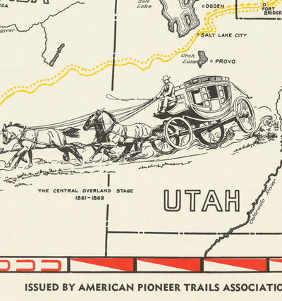 Alte Karte der Lewis-&-Clark-Expedition - Corps of Discovery, Oregon Trail, Mormonen, Pony Express, Louisiana Purchase 