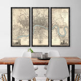 Old Triptych Map - Antique Framed Wall Art - Custom Made, Greenwood 1830, Poverty Map 1898