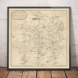Ancienne carte de Tunbridge Wells et 14 miles autour par Jasper Sprange, 1802 - Kent, East Sussex