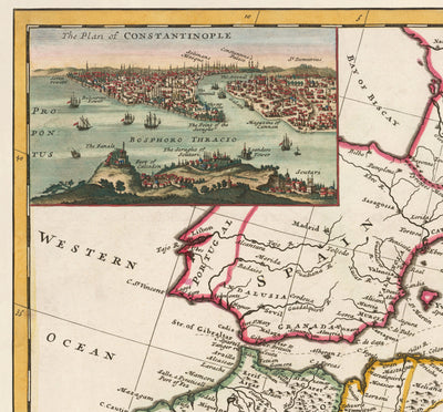 Old Map of Ottoman Empire, 1714 by Herman Moll - Turkish Empire - South Europe, North Africa, Balkans, Middle East