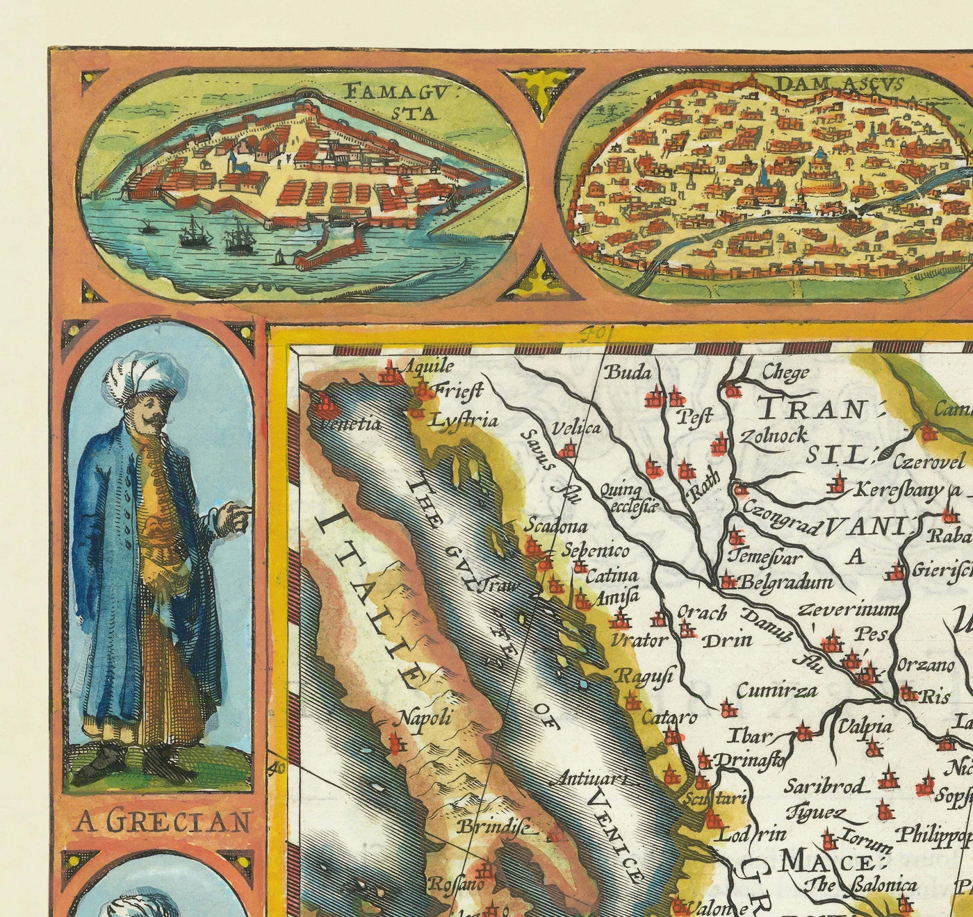 Old Map of the Turkish / Ottoman Empire by John Speed, 1627 - Turkey, Balkans, Greece, Iran, Egypt, Syria