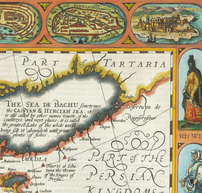 Old Map of the Turkish / Ottoman Empire by John Speed, 1627 - Turkey, Balkans, Greece, Iran, Egypt, Syria