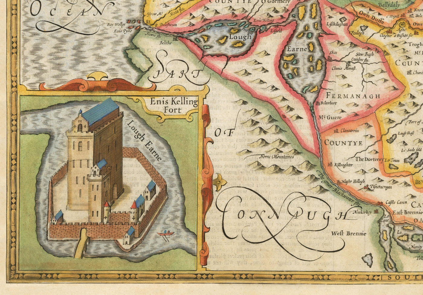 Old Map of Ulster, Northern Ireland in 1611 by John Speed - Belfast, Derry, County Antrim & Down