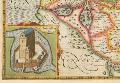 Old Map of Ulster, Northern Ireland in 1611 by John Speed - Belfast, Derry, County Antrim & Down