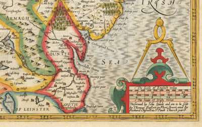 Old Map of Ulster, Northern Ireland in 1611 by John Speed - Belfast, Derry, County Antrim & Down