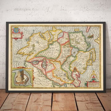 Mapa antiguo de Ulster, Irlanda del Norte en 1611 por John Speed ​​- Belfast, Derry, Condado Antriment & Down