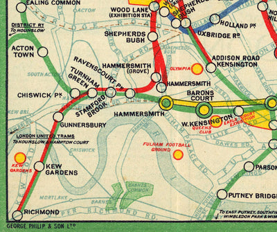 Rare Old London Underground Tube Map, 1912 - Oxford Circus, Piccadilly, Bank, Central Line