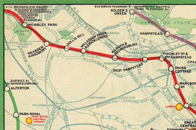 Rare Old London Underground Tube Map, 1912 - Oxford Circus, Piccadilly, Bank, Central Line