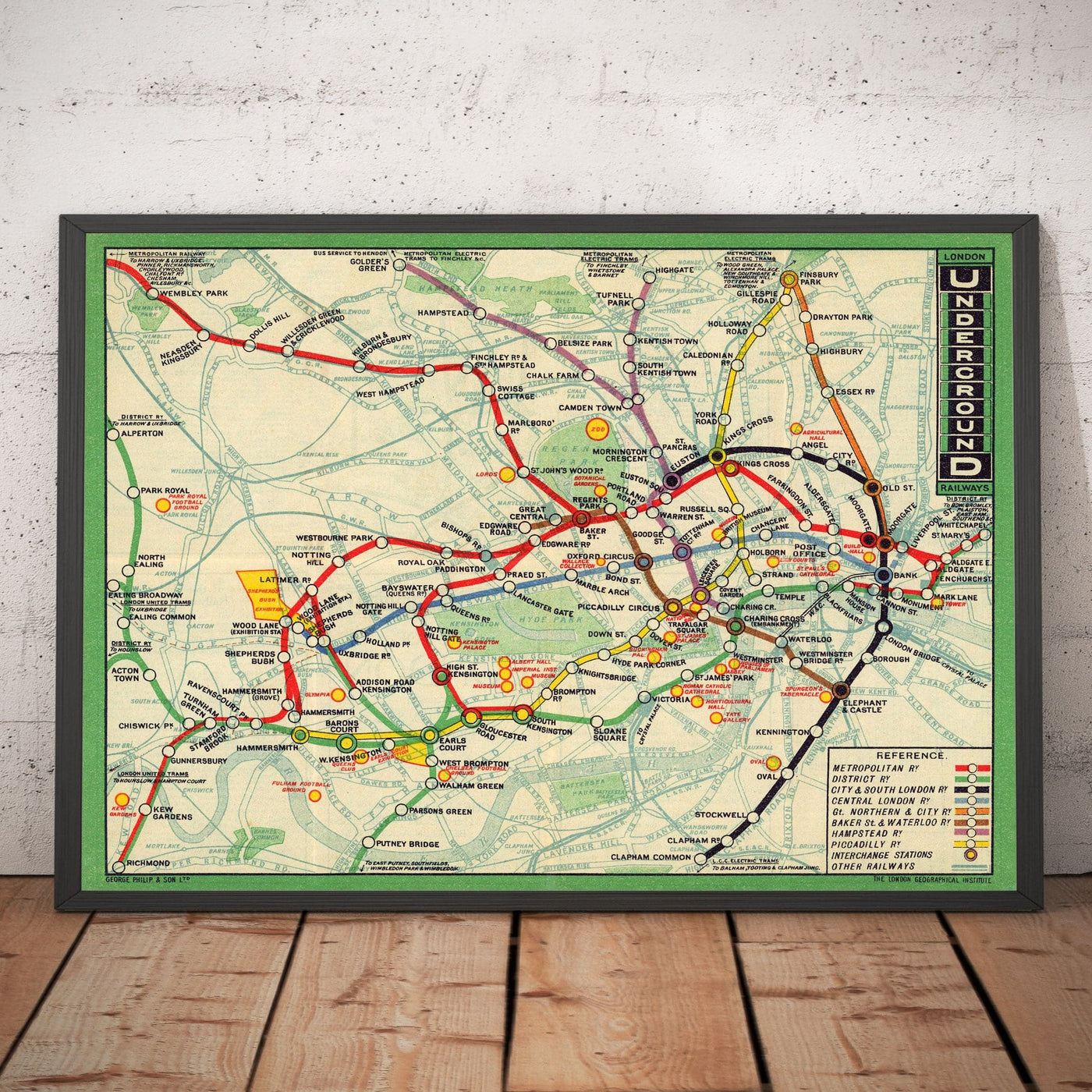 Rare Old London Underground Tube Map, 1912 - Oxford Circus, Piccadilly, Bank, Central Line