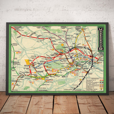 Rare Old London Underground Tube Map, 1912 - Oxford Circus, Piccadilly, Bank, Central Line