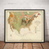 Alte Geologische Karte der USA und Kanada von Rogers & Johnston, 1856 - Geologische Karte von Amerika 
