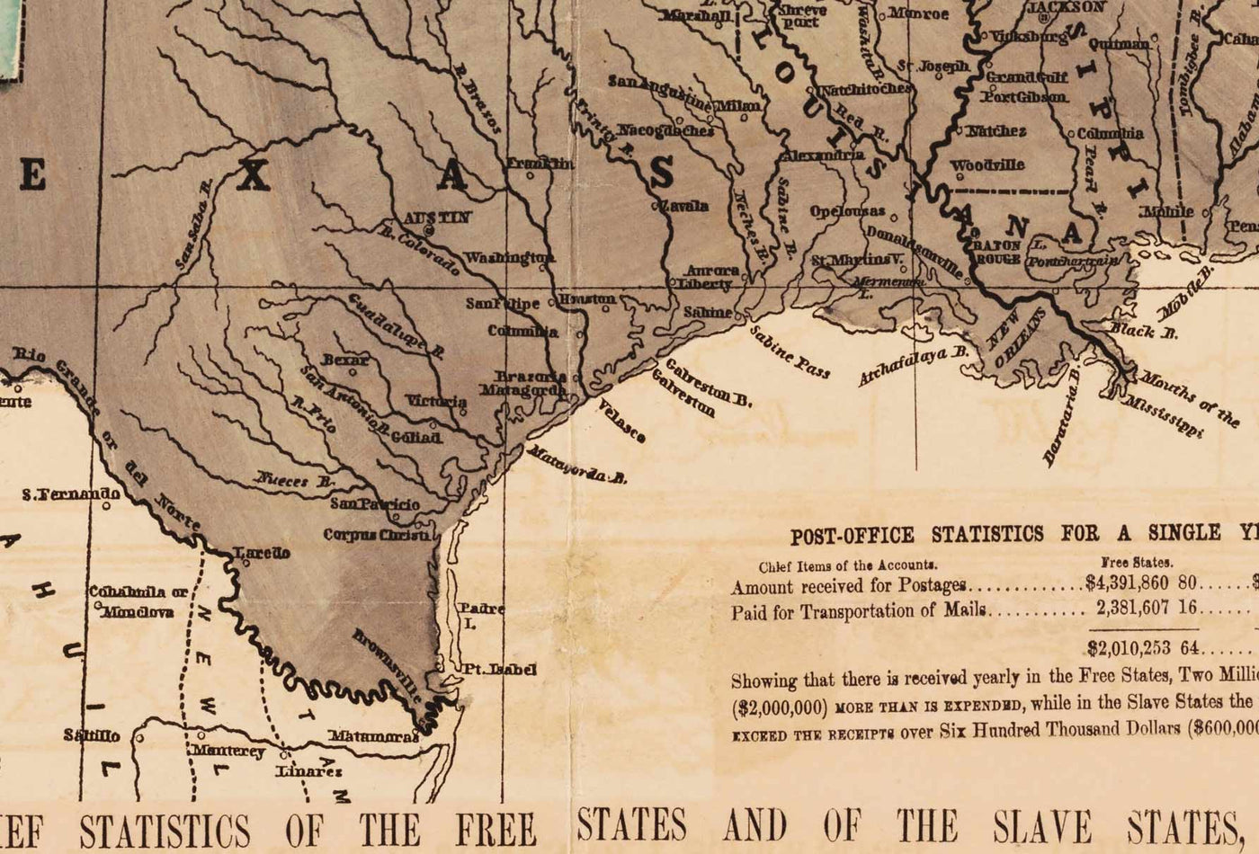 Mapa político antiguo de los Estados Unidos, 1856 - Guerra civil estadounidense Free vs. States Slate, North vs. South - Missouri Compromise