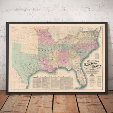 Mappa del sud degli Stati Uniti di Lloyd, 1862 - Rara mappa della Confederazione della Guerra Civile - USA 