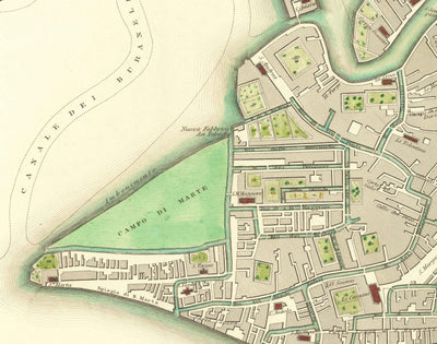 Carte ancienne de Venise, 1838 par W.B. Clarke & SDUK - Venezia, Lagune, Basilique St Marc, Grand Canal, Pont du Rialto
