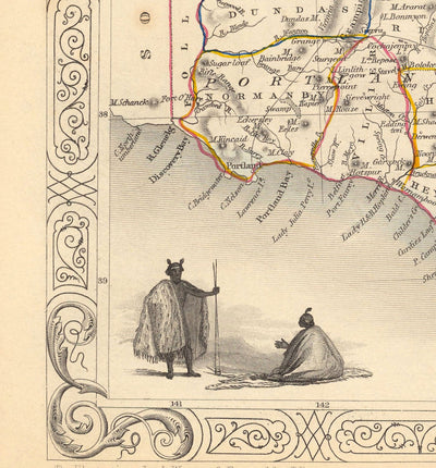 Old Map of Victoria, Australia par Tallis & Rapkin, 1851 - Melbourne, Geelong, Bourke, Grant, Evelyn Counties