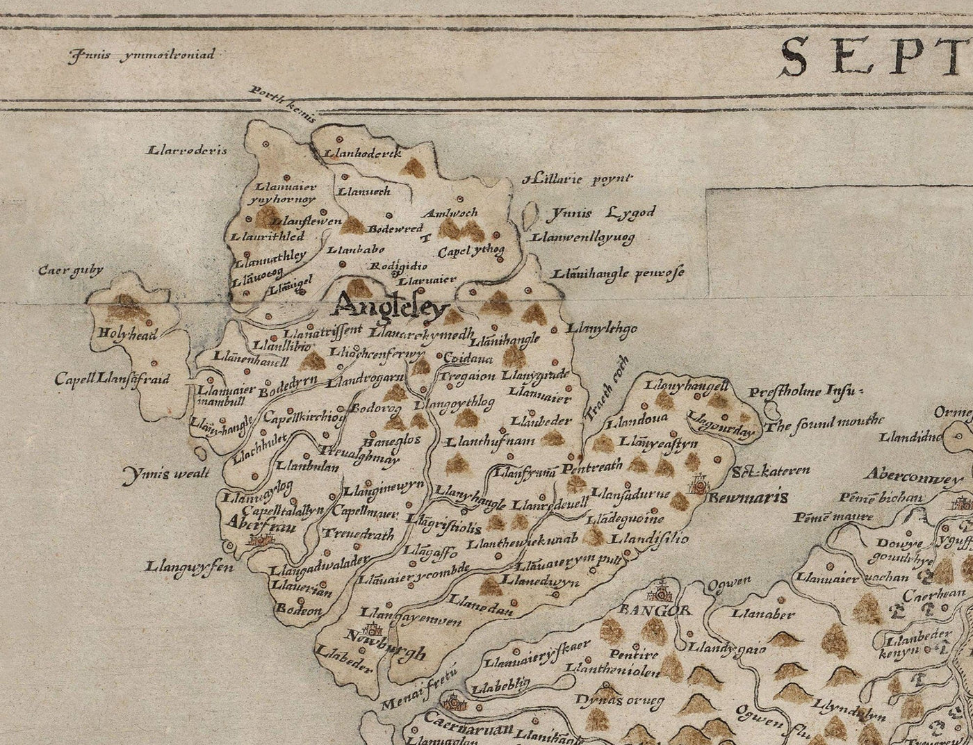 Old Map of Wales, Cymru by Christopher Saxton in 1580 - First Accurate Map of Wales