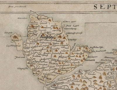 Old Map of Wales, Cymru by Christopher Saxton in 1580 - First Accurate Map of Wales