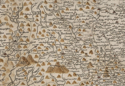 Old Map of Wales, Cymru by Christopher Saxton in 1580 - First Accurate Map of Wales