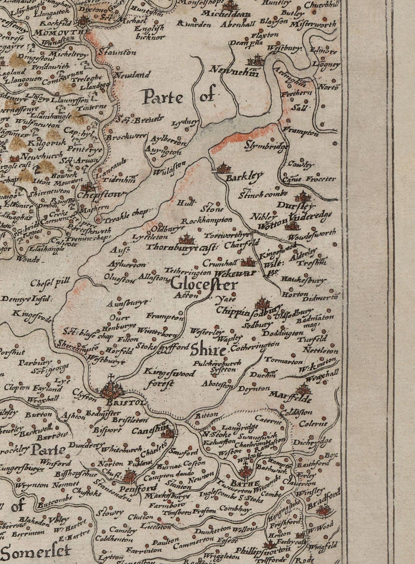 Old Map of Wales, Cymru by Christopher Saxton in 1580 - First Accurate Map of Wales
