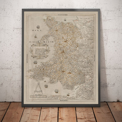 Old Map of Wales, Cymru by Christopher Saxton in 1580 - First Accurate Map of Wales
