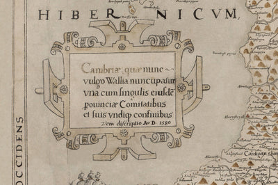 Old Map of Wales, Cymru by Christopher Saxton in 1580 - First Accurate Map of Wales