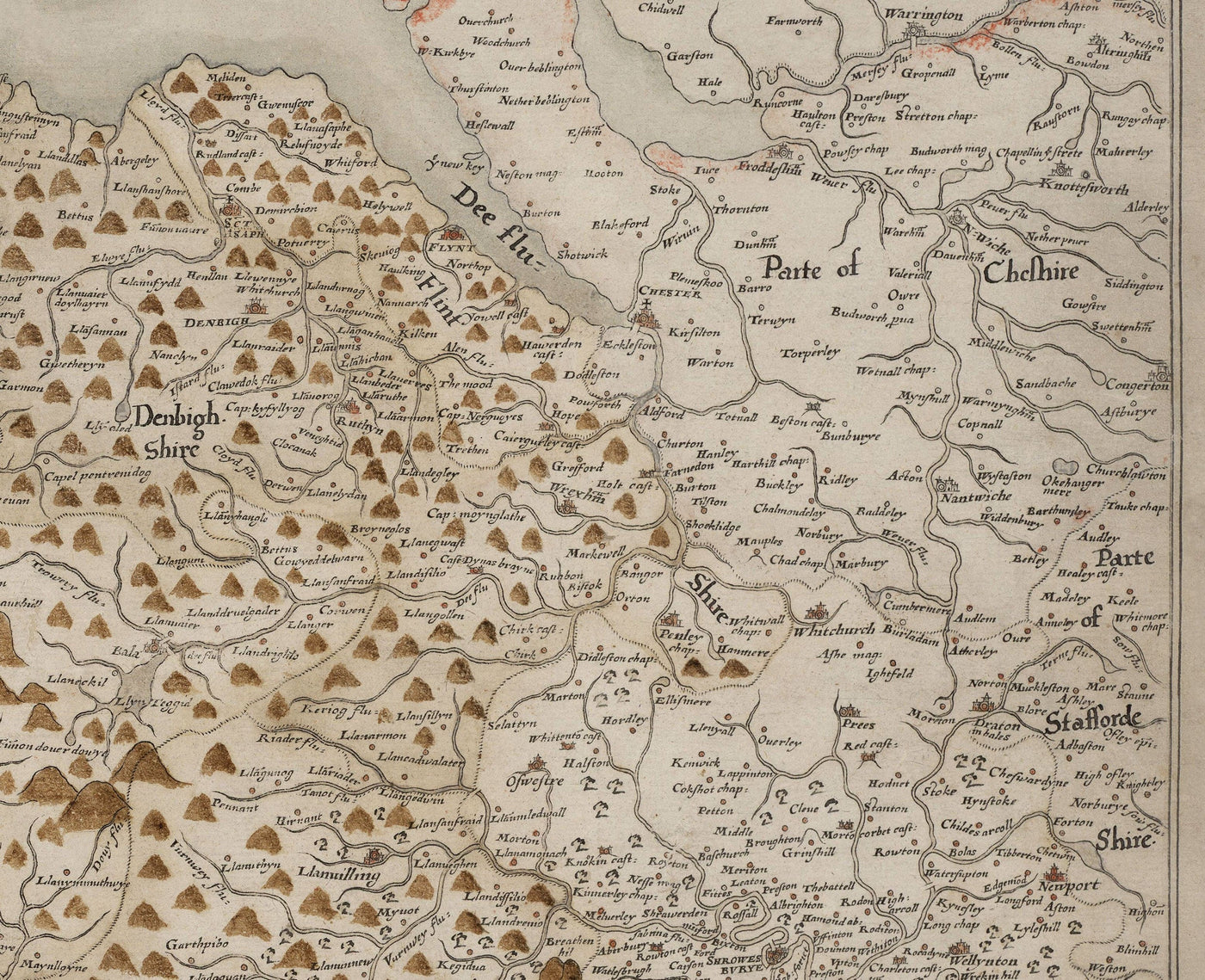 Old Map of Wales, Cymru by Christopher Saxton in 1580 - First Accurate Map of Wales