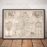 Mappa antica del Warwickshire nel 1611 di John Speed - Birmingham, Coventry, Solihull, Warwick 