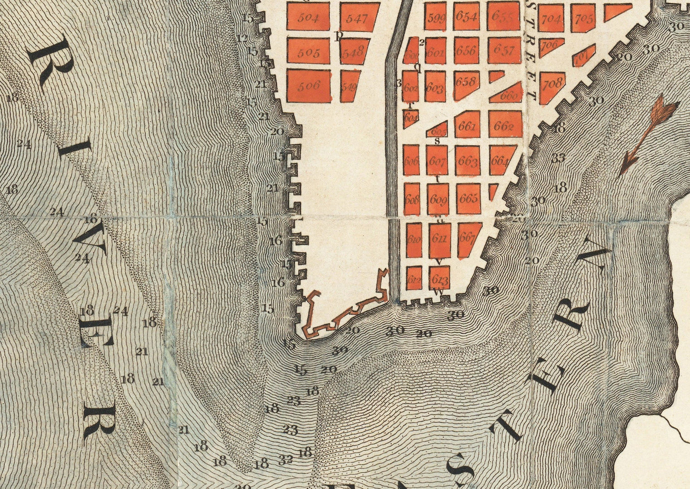 Mapa muy antiguo de Washington DC, 1795 de John Russell - Georgetown, Casa Blanca, Capitolio, Casa Blanca, Plan de la Ciudad