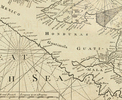 Alte Westindische Navigationskarte, 1730 von Page & Mount - Bahamas, Golf von Mexiko, Mittelamerika 