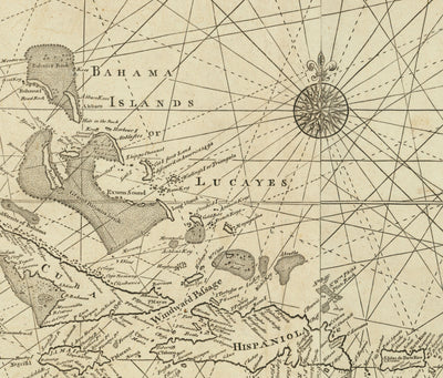 Alte Westindische Navigationskarte, 1730 von Page & Mount - Bahamas, Golf von Mexiko, Mittelamerika 