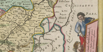 Old Map of West Yorkshire, 1665 by Joan Blaeu - York, Bradford, Sheffield, Leeds, Huddersfield, Halifax, Wakefield