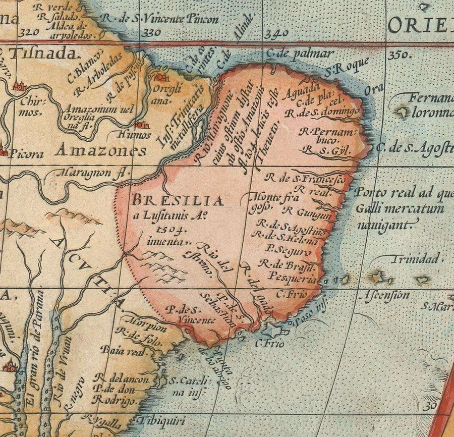 Mappa Antica del Nord e Sud America 1572 - Prima Mappa dell&