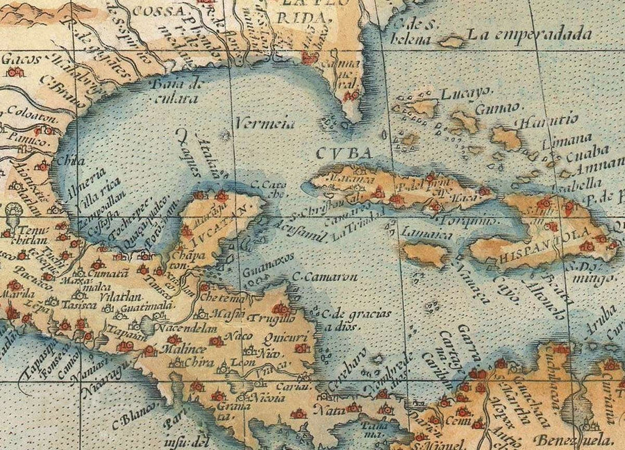 Mappa Antica del Nord e Sud America 1572 - Prima Mappa dell&