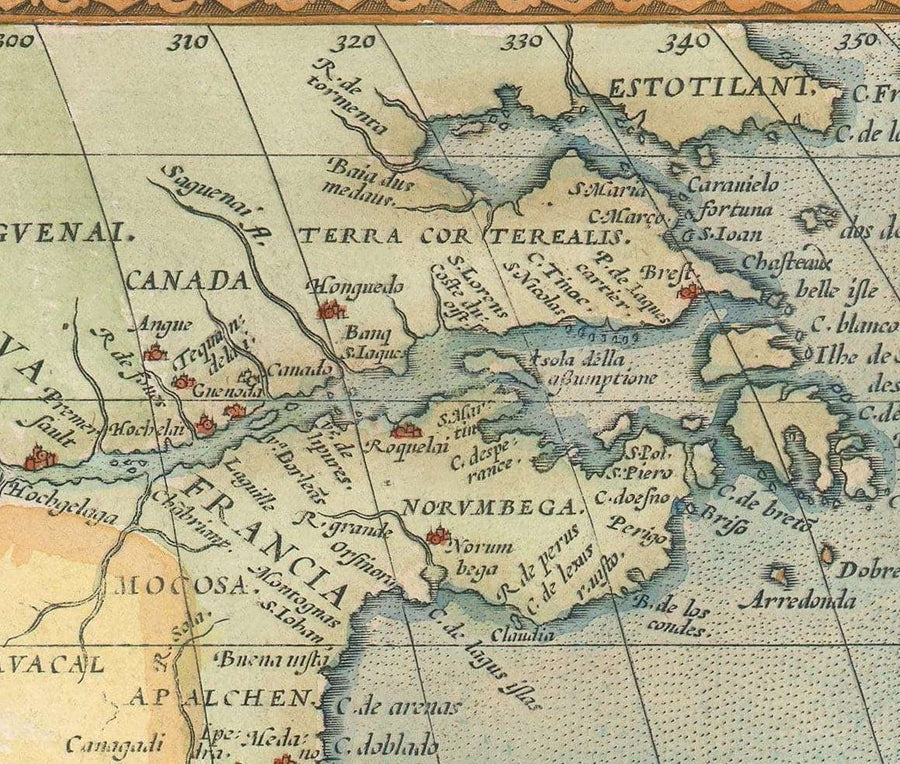 Mappa Antica del Nord e Sud America 1572 - Prima Mappa dell&