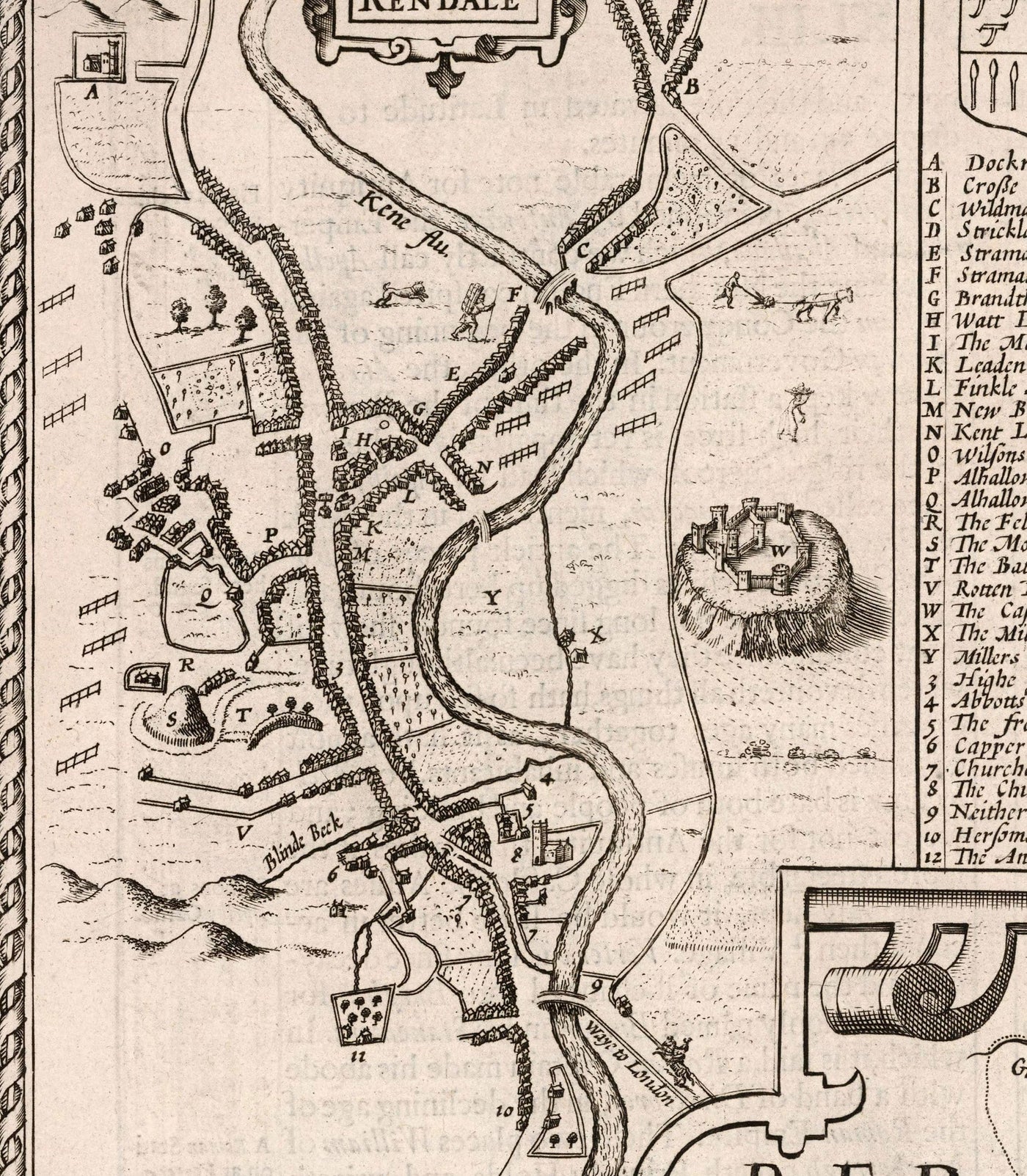 Alte monochrome Karte von Westmorland, 1611 von John Speed - Lake District, Cumbria, Kendal, Windermere, Grasmere 