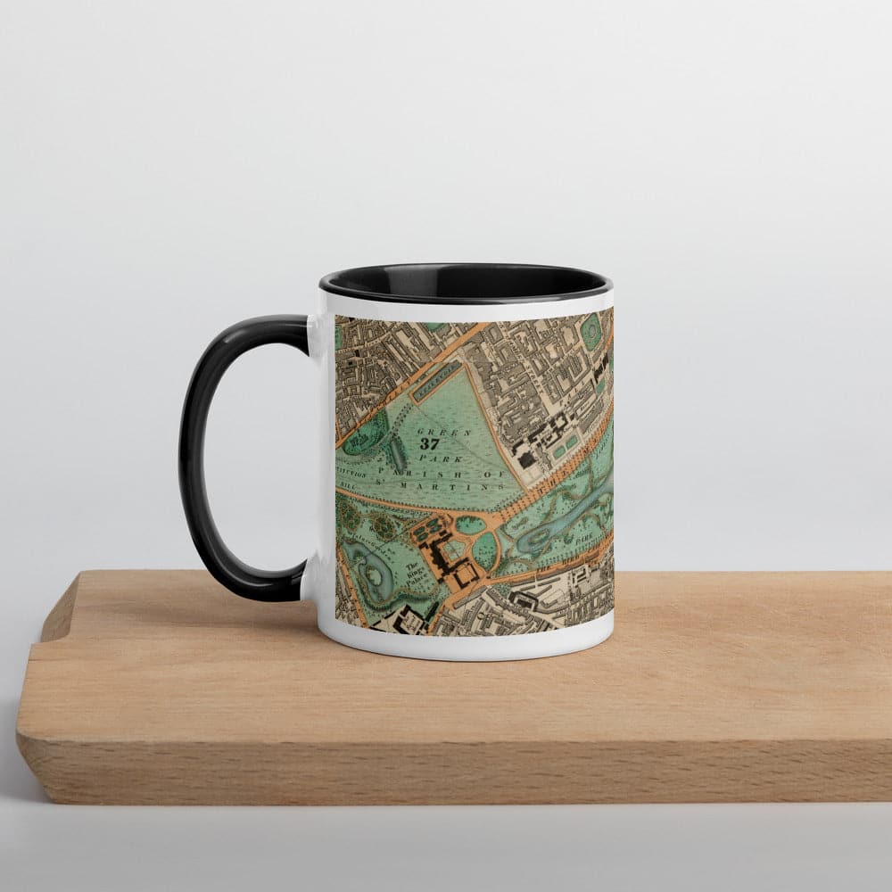 Buckingham Palace & Parlement Tasse - Tasse unique de 330 ml (11oz) avec la carte de couleur 1830 de CJ Greenwood de Londres
