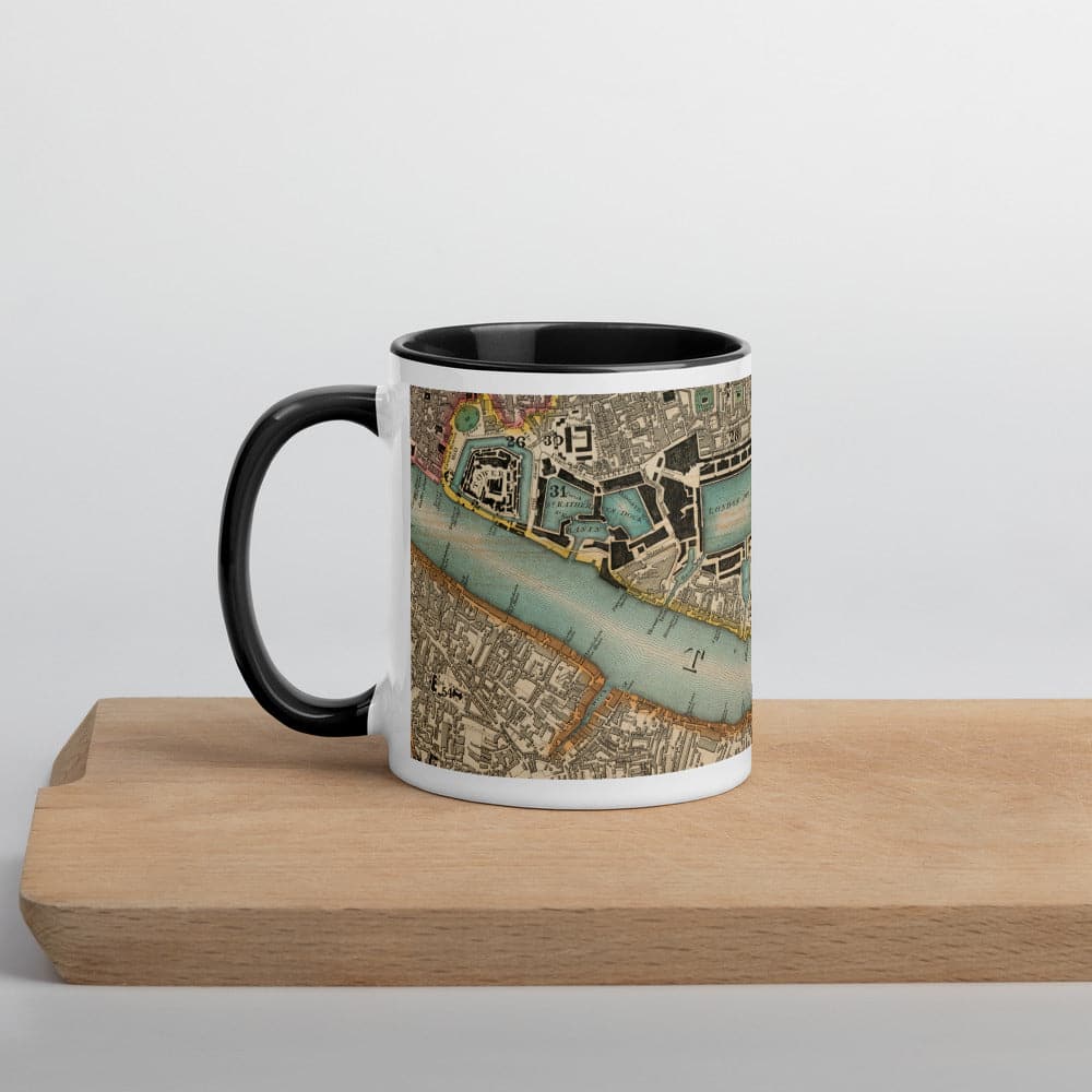 Tasse Thames & East London - Tasse unique de 330 ml (11oz) avec la carte de couleur 1830 de CJ Greenwood de Londres